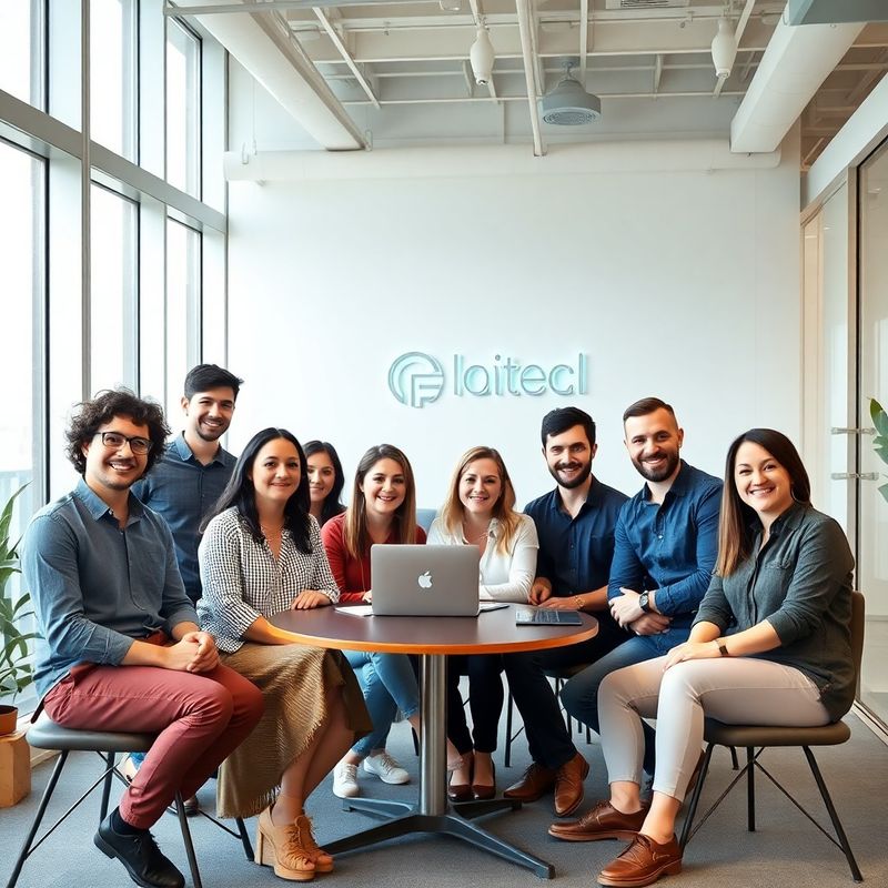 Candid photo of the Hobartlink team in a bright Brisbane office